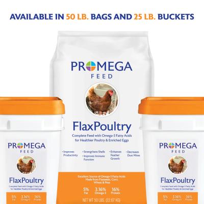 Show full view: Promega Feed FlaxPoultry 16% Protein Crumble Poultry Feed, 25-lb pail slide 8 of 9