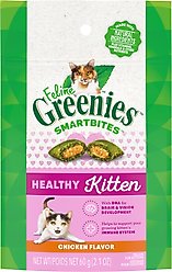 Greenies Smartbites Kitten Chicken Flavor Cat Crunchy Treat, 2.1-oz pouch