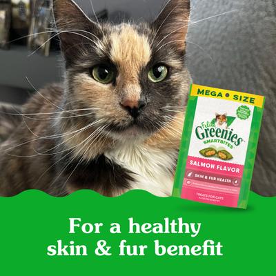 Show full view: Greenies Feline SmartBites Healthy Skin & Fur Natural Salmon Flavor Soft & Crunchy Adult Cat Treats, 4.6-oz bag slide 9 of 13