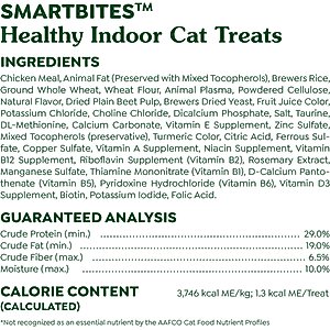Greenies Feline SmartBites Healthy Indoor Natural Chicken Flavor Soft & Crunchy Adult Cat Treats, 16-oz tub