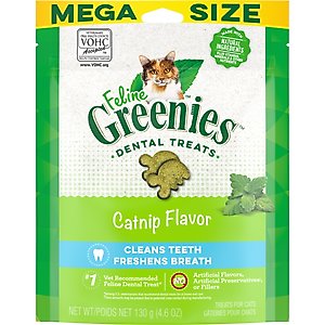 Greenies Feline Catnip Flavor Adult Natural Dental Cat Treats, 4.6-oz bag