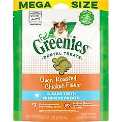 Greenies Feline Oven Roasted Chicken Flavor Adult Dental Cat Treats, 4.6-oz bag