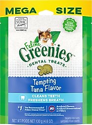 Greenies Feline Tempting Tuna Flavor Adult Natural Dental Cat Treat, 4.6-oz bag