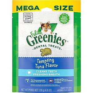 Greenies Feline Tempting Tuna Flavor Adult Natural Dental Cat Treat, 4.6-oz bag