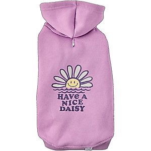 LIFE IS GOOD Have a Nice Daisy Sunset Dog Hoodie, Violet Purple, Medium