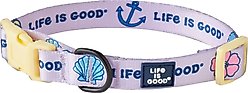 LIFE IS GOOD Beach Icons Dog Collar, Lilac Purple, Medium: 12 to 18-in neck, 3/4-in wide