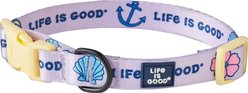 LIFE IS GOOD Beach Icons Dog Collar, Lilac Purple, Large : 16 to 26-in neck, 1-in wide