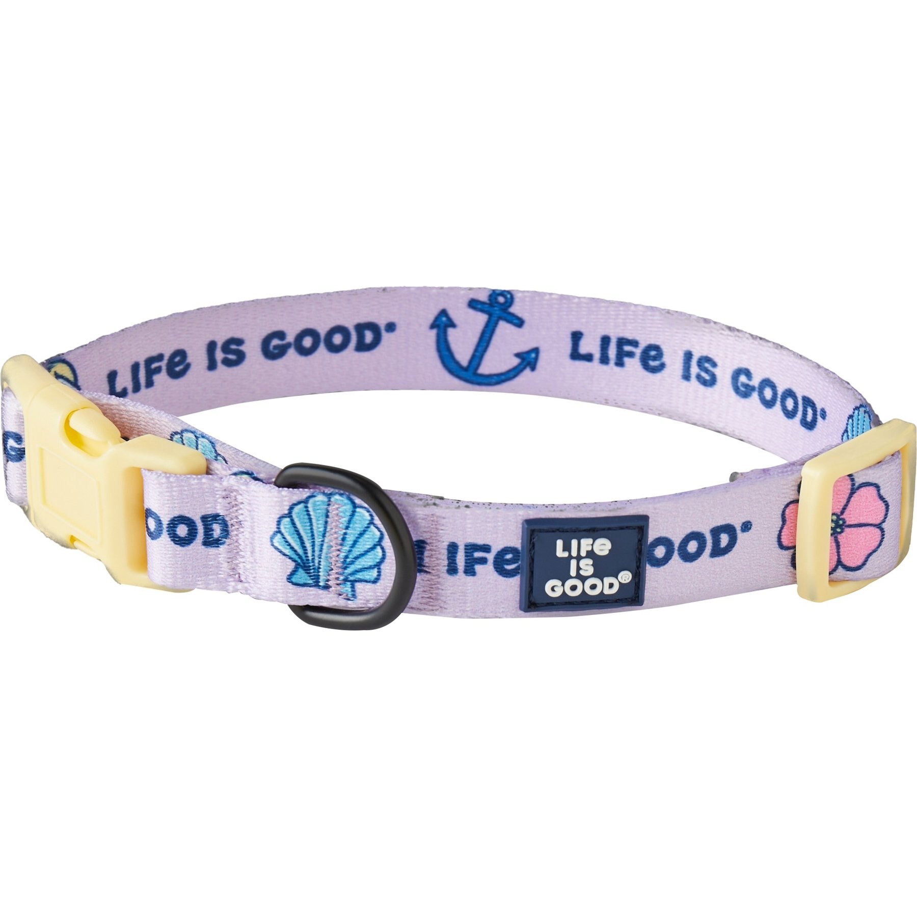 LIFE IS GOOD Beach Icons Dog Collar, Lilac Purple, Large : 16 to 26-in neck, 1-in wide