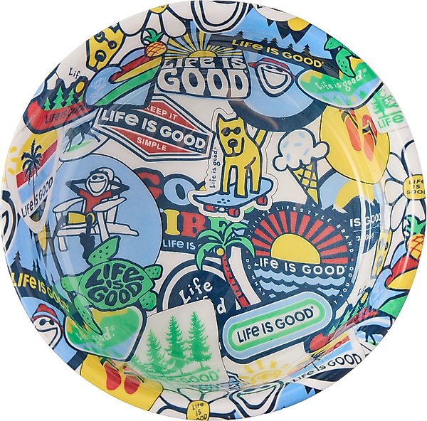 Show full view: LIFE IS GOOD Sticker Collage Stainless Steel Dog Bowl, 3-cup slide 2 of 2