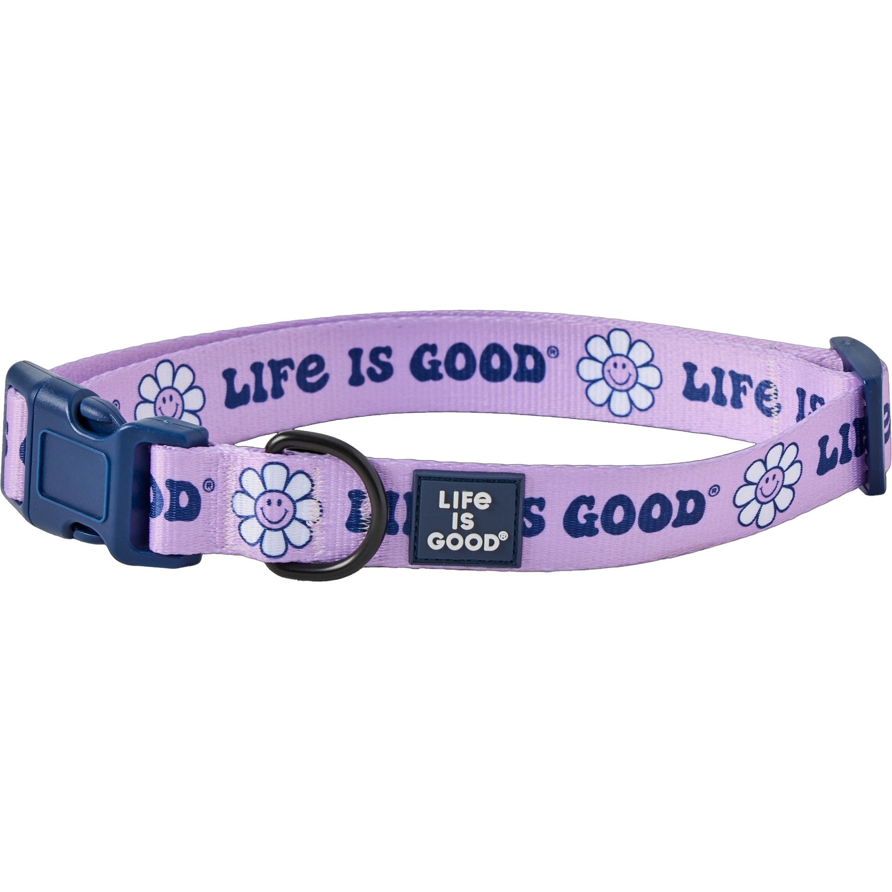 LIFE IS GOOD Groovy Daisy Dog Collar, Violet Purple, Large: 16 to 26-in neck, 1-in wide