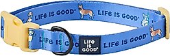 LIFE IS GOOD Vintage Dogs Dog Collar, Cornflower Blue, Large: 16 to 26-in neck, 1-in wide