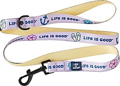 LIFE IS GOOD Beach Icons Dog Leash, 6-ft long, 1-in wide, Lilac Purple