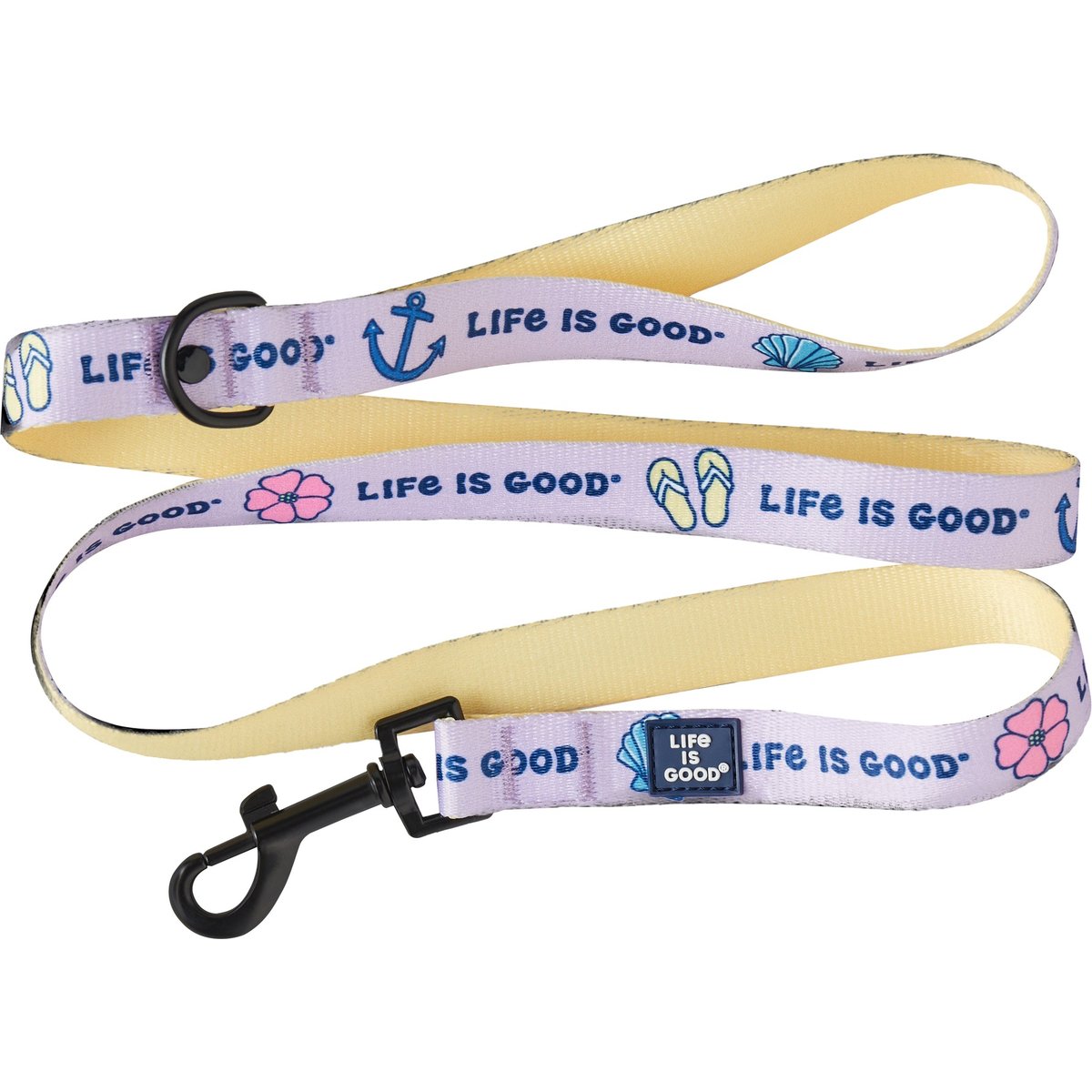 LIFE IS GOOD Beach Icons Dog Leash, 6-ft long, 1-in wide, Lilac Purple