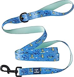 LIFE IS GOOD Beach Day Dog Leash, 6-ft long, 1-in wide, Cornflower Blue