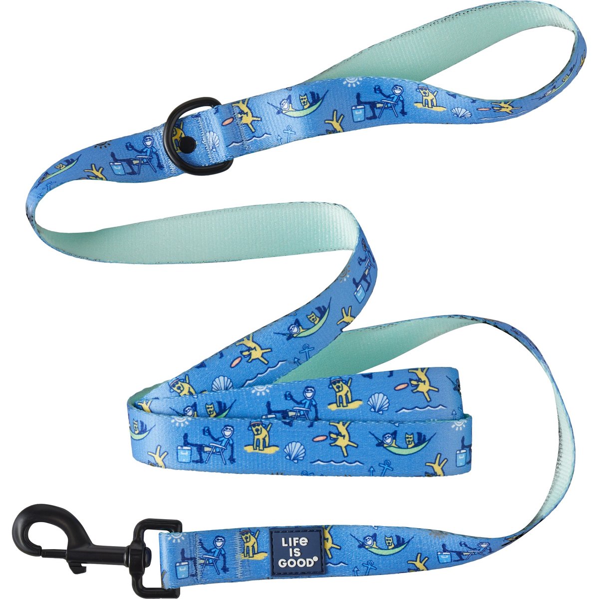 LIFE IS GOOD Beach Day Dog Leash, 6-ft long, 1-in wide, Cornflower Blue