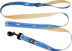 LIFE IS GOOD Vintage Dogs Dog Leash, 6-ft long, 1-in wide, Cornflower Blue