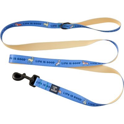 LIFE IS GOOD LIFE IS GOOD Vintage Dogs Dog Leash, 6-ft long, 1-in wide, Cornflower Blue