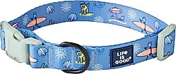 LIFE IS GOOD Beach Day Dog Collar, Cornflower Blue, Small: 10 to 14-in neck, 5/8-in wide