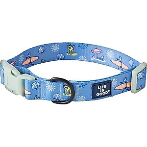 LIFE IS GOOD Beach Day Dog Collar, Cornflower Blue, Small: 10 to 14-in neck, 5/8-in wide