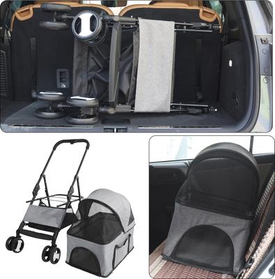 Show full view: Wisfor Foldable Cat Stroller with Detachable Carrier, Grey slide 3 of 9