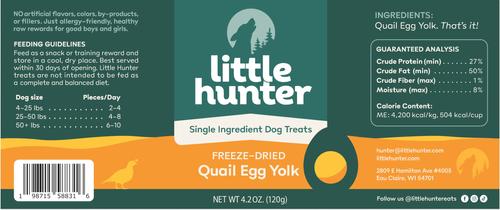 Show full view: Little Hunter Grain-Free Freeze-Dried Quail Egg Yolk Dog Treats, 4.2-oz jar slide 3 of 5