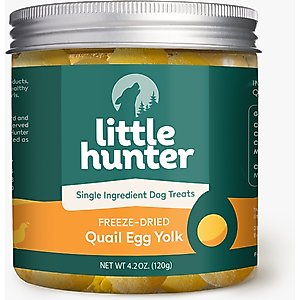 Little Hunter Grain-Free Freeze-Dried Quail Egg Yolk Dog Treats, 4.2-oz jar