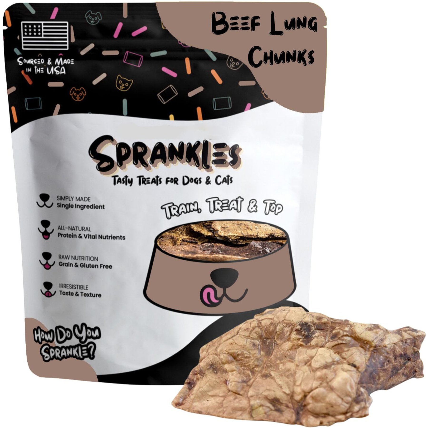 Sprankles Beef Lung Dehydrated Dog Treats, 8-oz bag