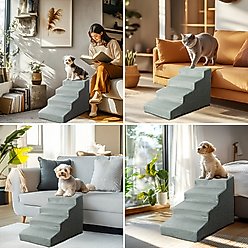 Wisfor High-Density Sponge Foam Dog Steps with Washable Cover, 4 Steps, Grey slide 2 of 9