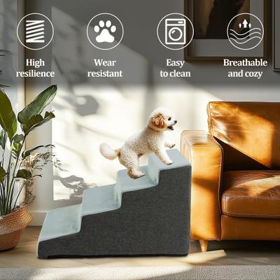 Show full view: Wisfor High-Density Sponge Foam Dog Steps with Washable Cover, 4 Steps, Grey slide 6 of 9