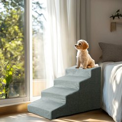 Wisfor High-Density Sponge Foam Dog Steps with Washable Cover, 4 Steps, Grey