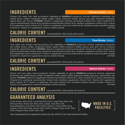 Show full view: Purina Pro Plan All Life Stages High Protein Classic Entree Variety Pack Pate Wet Cat Food, 3-oz can, case of 24 slide 7 of 11