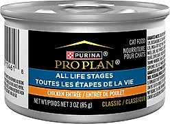 Purina Pro Plan All Life Stages High Protein Classic Entree Chicken Pate Wet Cat Food, 3-oz can, case of 24