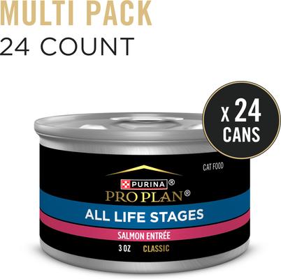 Show full view: Purina Pro Plan All Life Stages High Protein Classic Entree Salmon Pate Wet Cat Food, 3-oz can, case of 24 slide 3 of 11