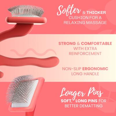 Show full view: Flying Pawfect Flat Slicker Dog Brush, Coral slide 2 of 10