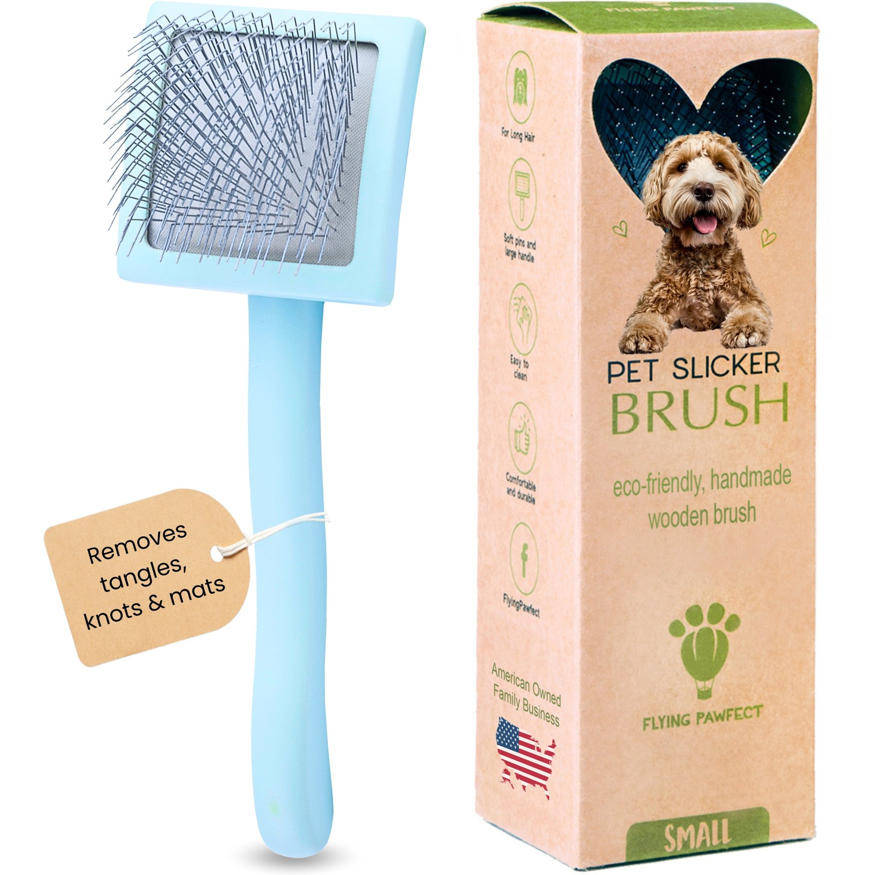 Flying Pawfect Curved Slicker Dog Brush, Small, 1 count