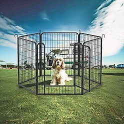 Cesicia 6 Panel Metal Dog Playpen, Black