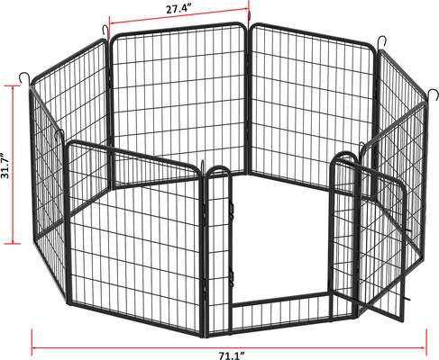 Show full view: Cesicia 8 Panel Metal Dog Playpen, Black slide 8 of 8