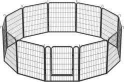 Cesicia 12 Panel Metal Dog Playpen, Black