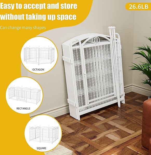 Show full view: Zeus & Ruta Metal Foldable Dog Playpen, White, 32-in, 8 panel slide 5 of 7