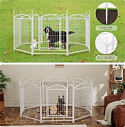 Zeus & Ruta Metal Foldable Dog Playpen, White, 32-in, 8 panel slide 2 of 7