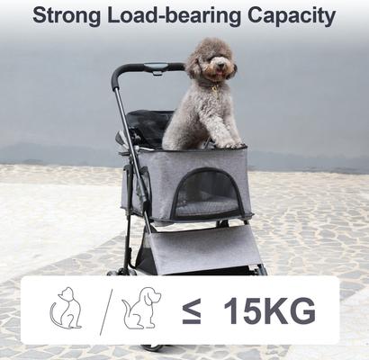Show full view: Wisfor Foldable Cat Stroller with Detachable Carrier, Grey slide 6 of 9