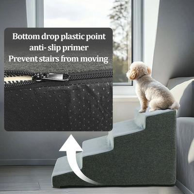 Show full view: Wisfor High-Density Sponge Foam Dog Steps with Washable Cover, 4 Steps, Grey slide 5 of 9