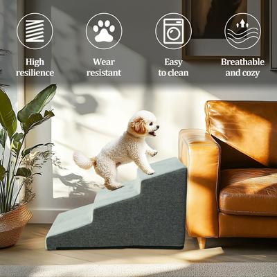 Show full view: Wisfor High-Density Sponge Foam Dog Steps, 3 Steps, Grey slide 6 of 9