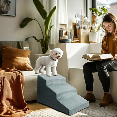 Show full view: BingoPaw High-Density Sponge Foam Dog Steps, Grey, 3 Step slide 5 of 10