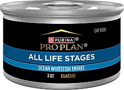 Purina Pro Plan All Life Stages High Protein Classic Entree Ocean Whitefish Pate Wet Cat Food, 3-oz can, case of 24
