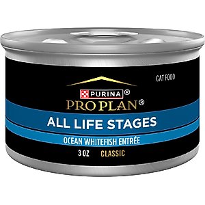 Purina Pro Plan All Life Stages High Protein Classic Entree Ocean Whitefish Pate Wet Cat Food, 3-oz can, case of 24