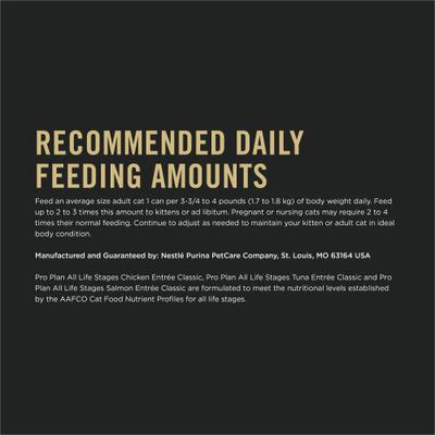 Show full view: Purina Pro Plan All Life Stages High Protein Classic Entree Variety Pack Pate Wet Cat Food, 3-oz can, case of 24 slide 10 of 11