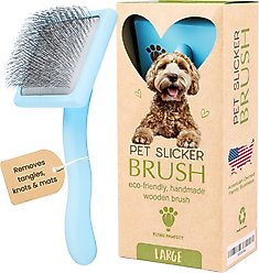 Flying Pawfect Flat Slicker Dog Brush, Blue