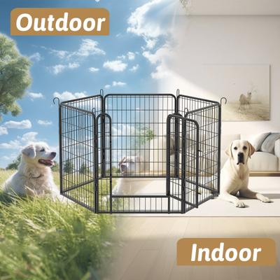 Show full view: Cesicia 6 Panel Metal Dog Playpen, Black slide 4 of 10