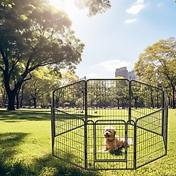 Cesicia 8 Panel Metal Dog Playpen, Black